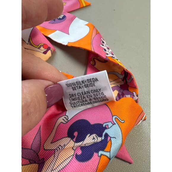 HERMES Twilly Carres Volants HG Orange/Rose Malaba, with box + ribbon - Picture 8 of 9